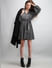 Black Shimmer Front Wrap Dress