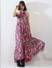 Pink Printed Halter Neck Maxi Dress