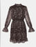 Brown Printed Lurex Fit & Flare Dress