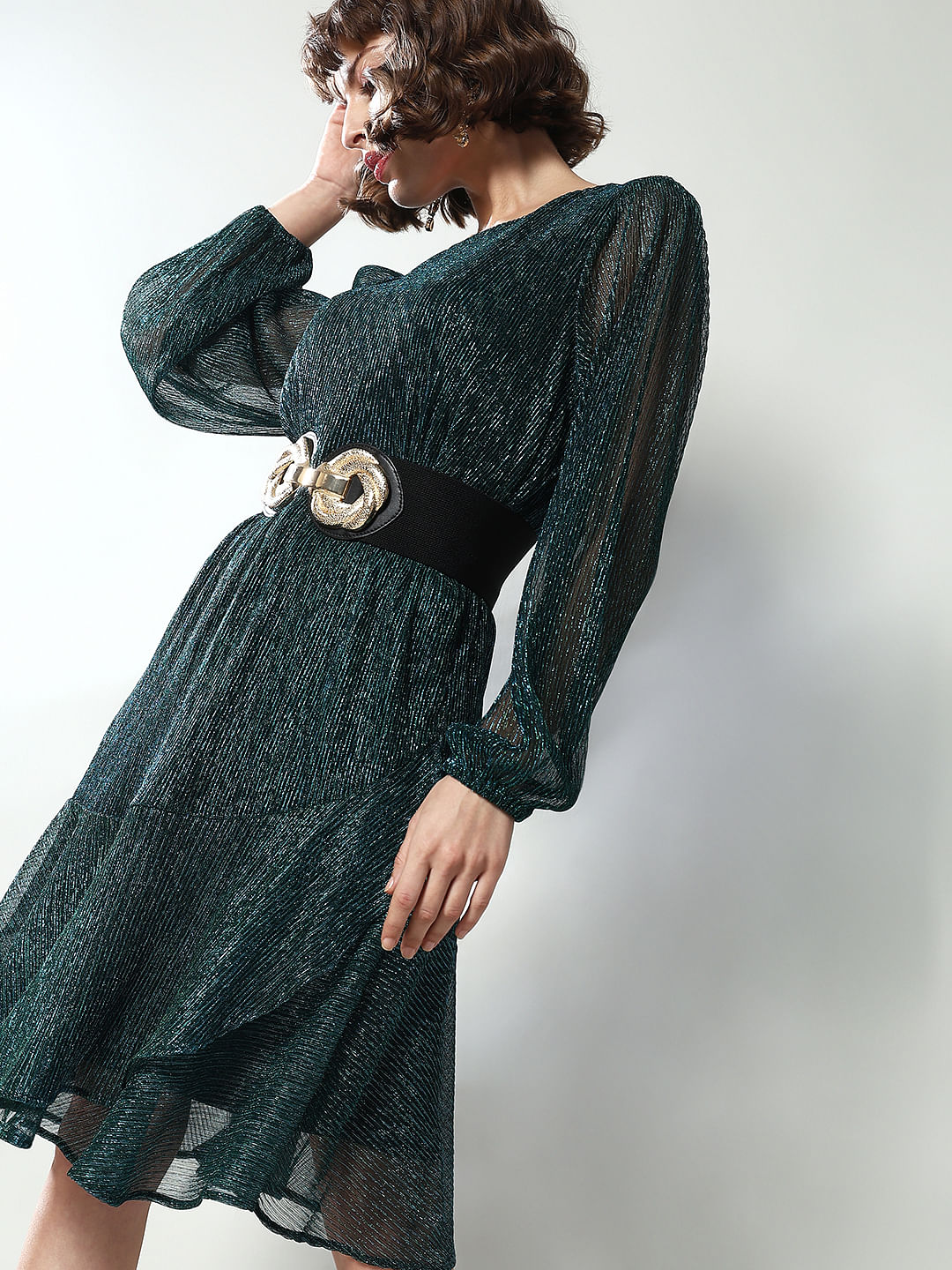 Sheer sleeve online dress