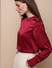 Red High Neck Satin Top