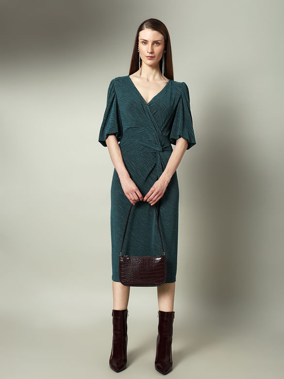 Marquee Green Lurex Bodycon Midi Dress