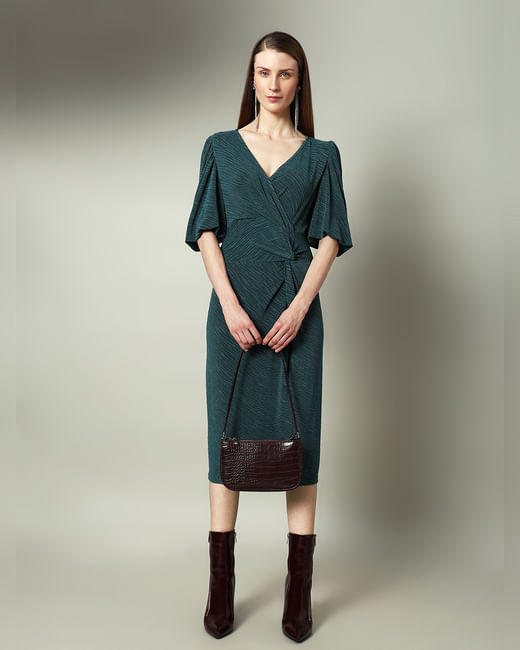 Marquee Green Lurex Bodycon Midi Dress