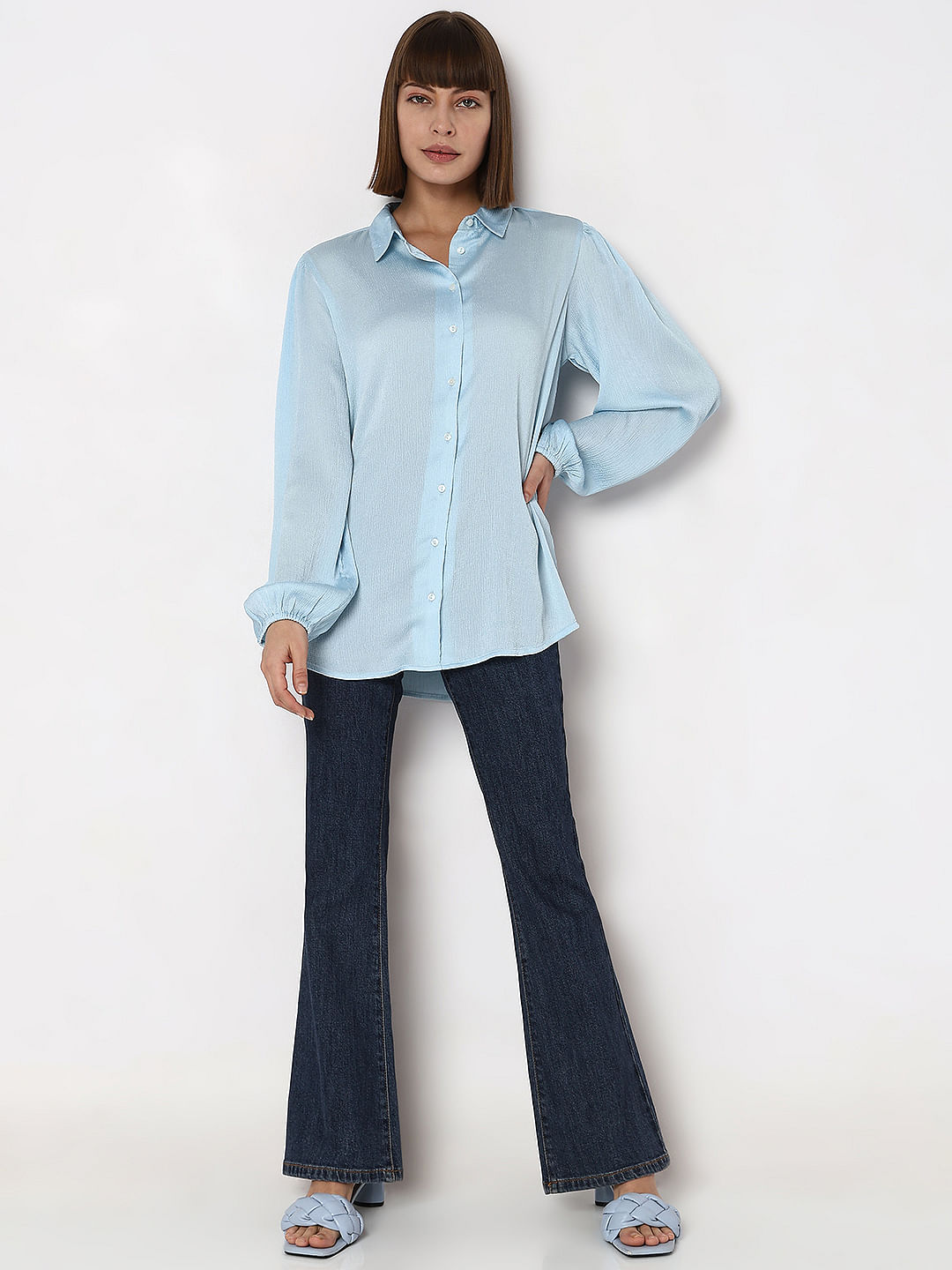 Light Blue Textured Shirt|238526201-Blissful-Blue