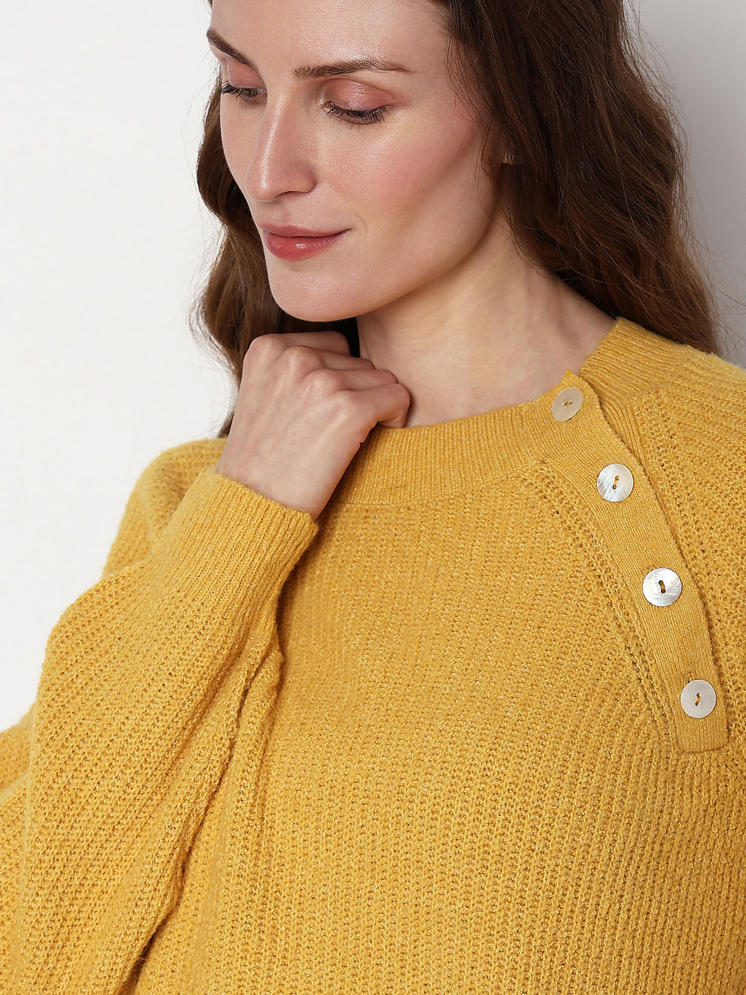 Yellow Button Detail Pullover