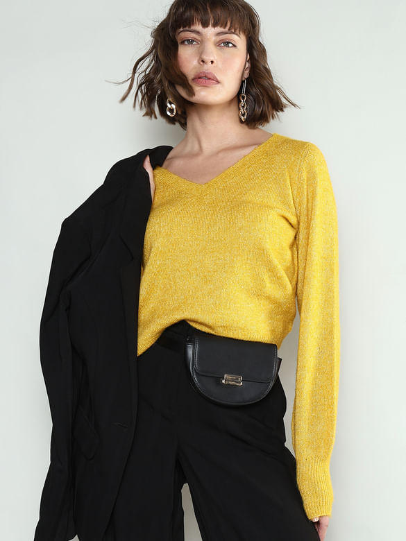 Yellow V-Neck Pullover