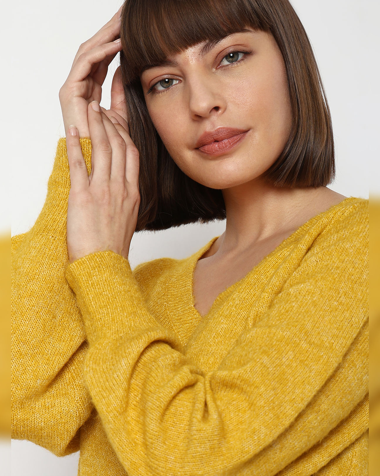 Yellow V-Neck Pullover