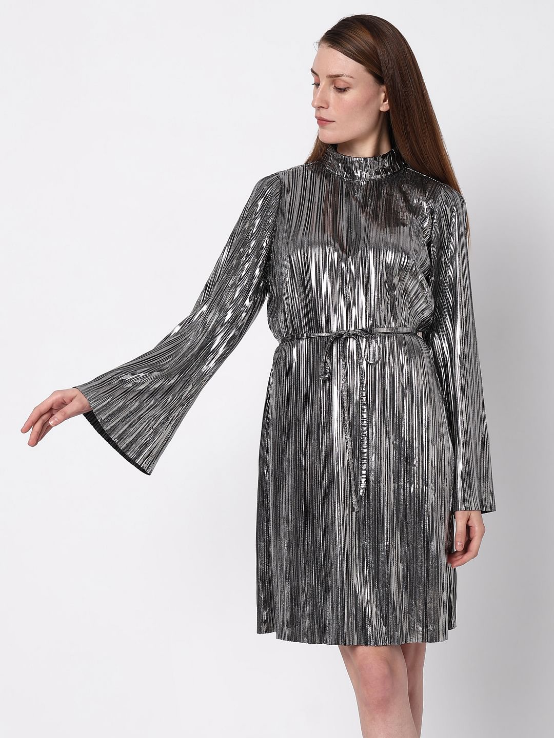 Metallic best sale shift dress