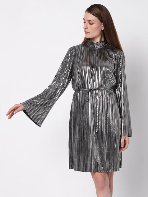 Silver Metallic Shift Dress