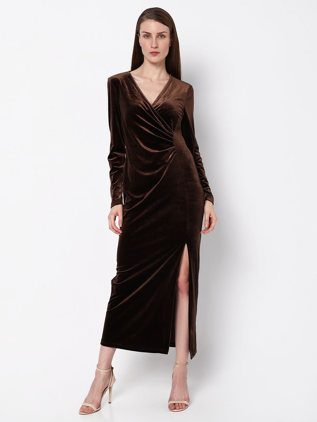 Velvet full deals sleeve dress