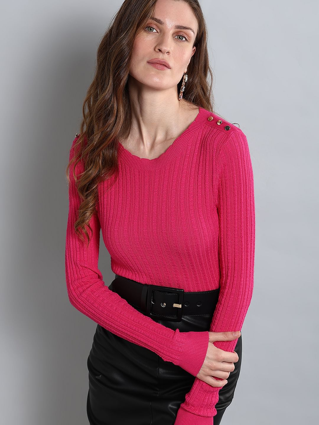 Pink fitted outlet sweater