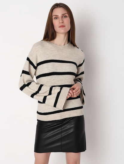 Beige Striped Pullover