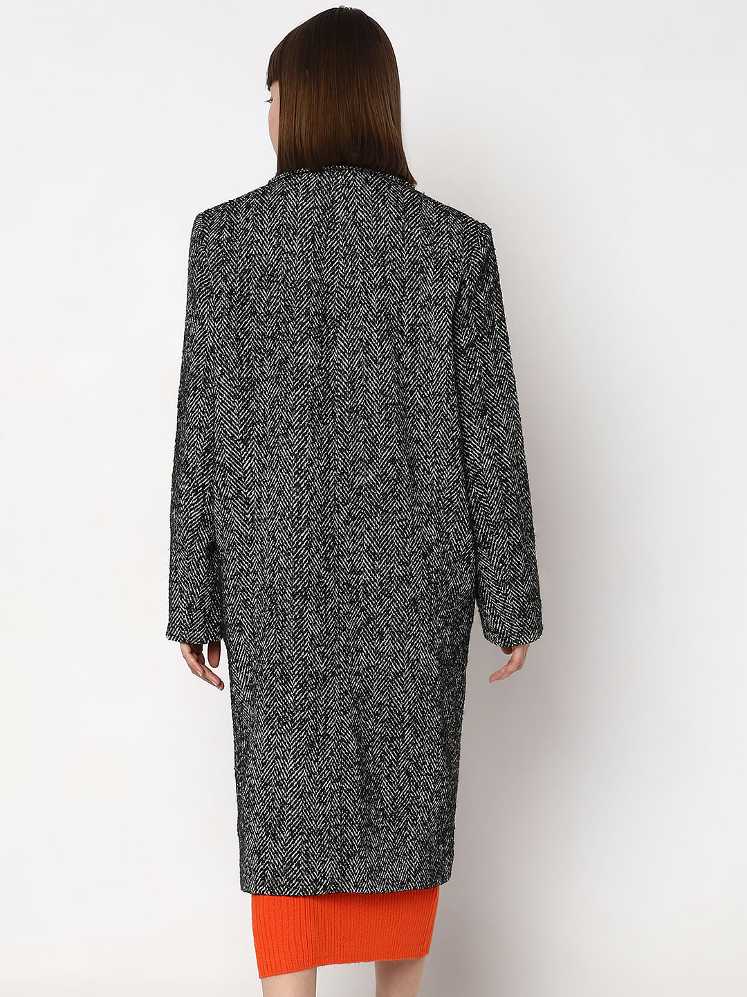 Black Herringbone Coat for Women - VERO MODA