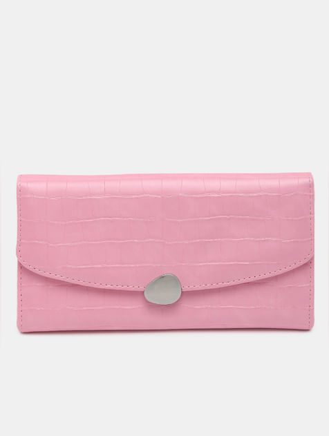 Pink Croc Embossed Wallet