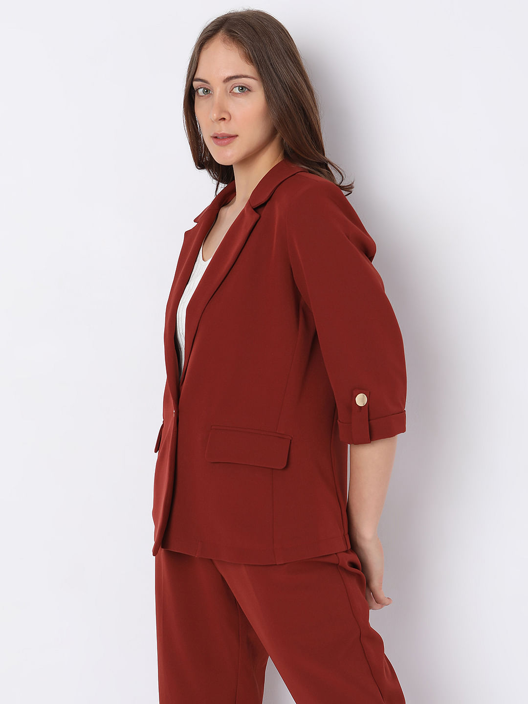 Unique21 Petite 3 piece blazer, shorts and pants set in red | ASOS