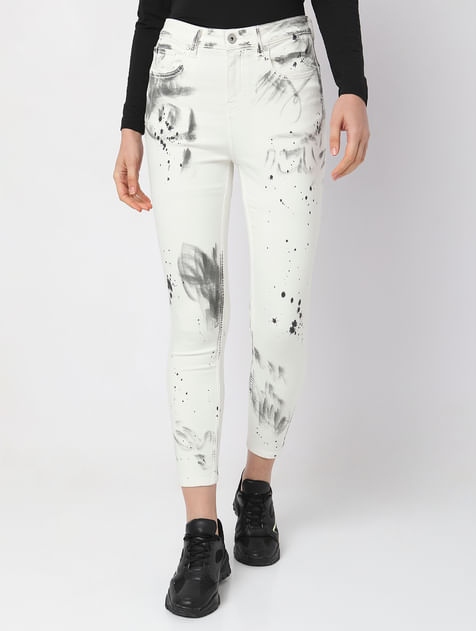 White High Rise Push-Up Skinny Jeans