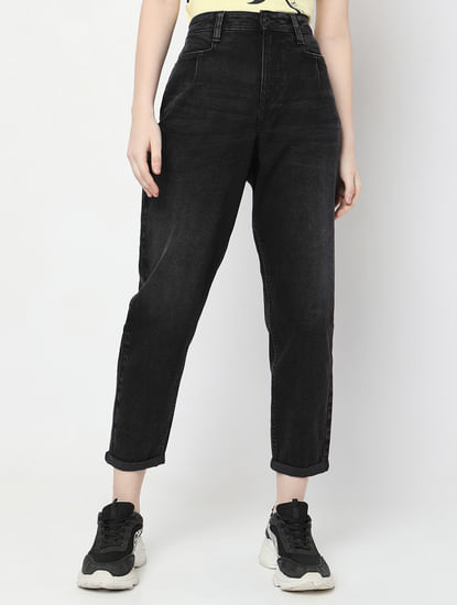 Black High Rise Girlfriend Fit Jeans