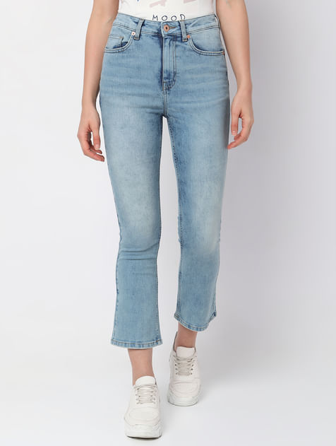 Blue High Rise Push Up Bootcut Jeans
