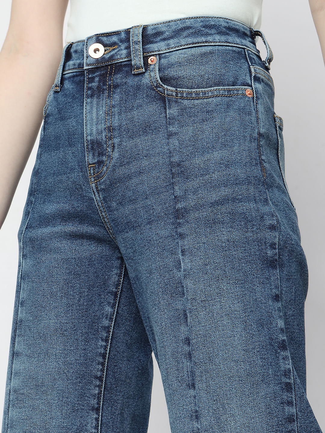 Blue Cut & Sew Jade Straight Fit Jeans|145263001-Super-Sonic