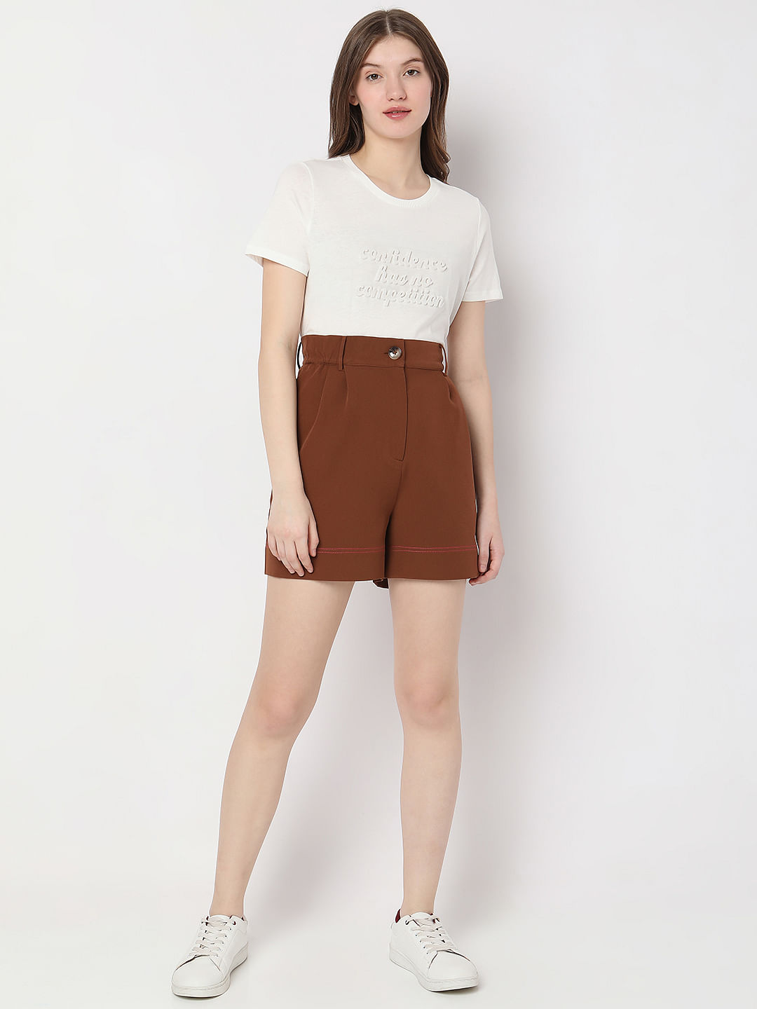 Brown shorts outfit on Pinterest
