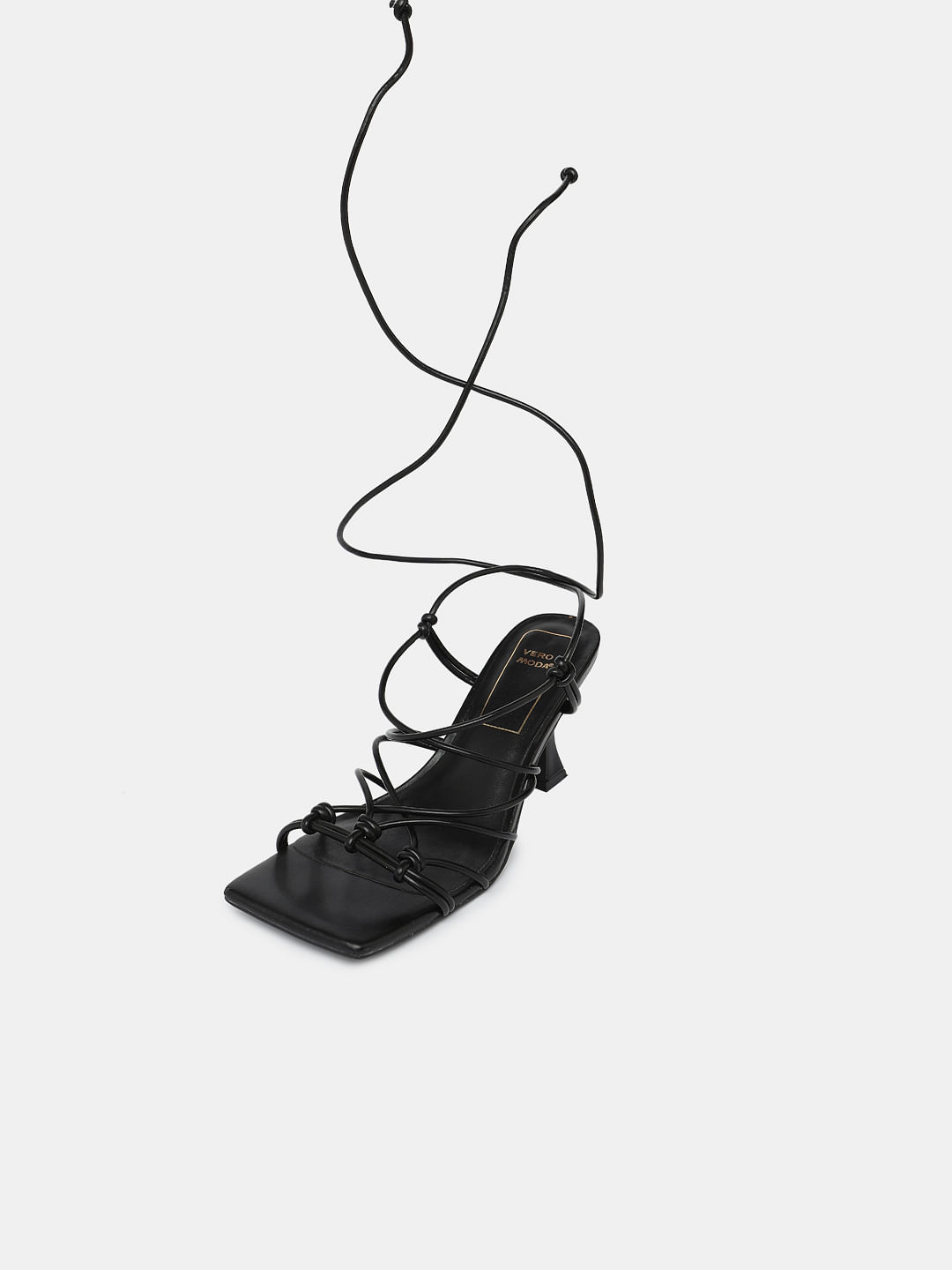 Black strappy tie up heels new arrivals