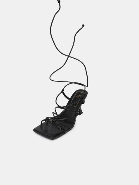Black Tie-Up Heels 