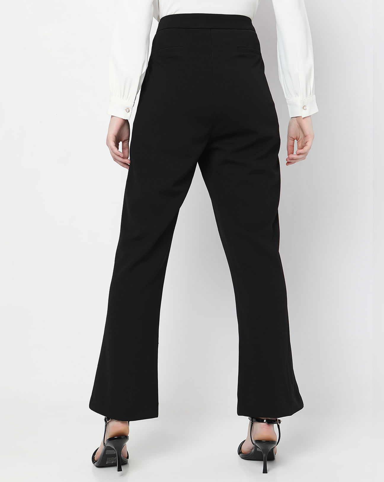 Head to the Office Black High-Waisted Side Slit Trouser Pants