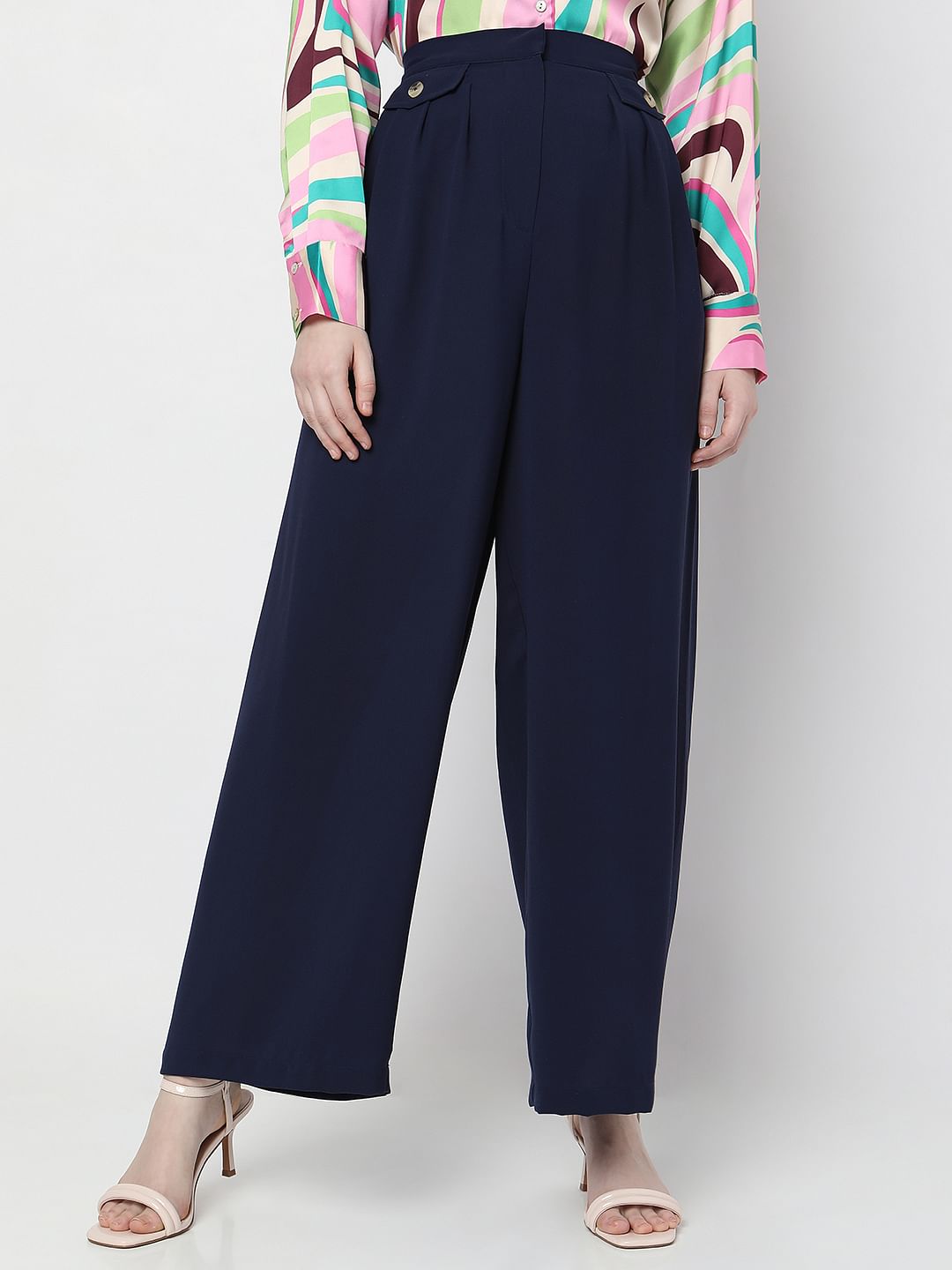 High waisted shop navy blue pants