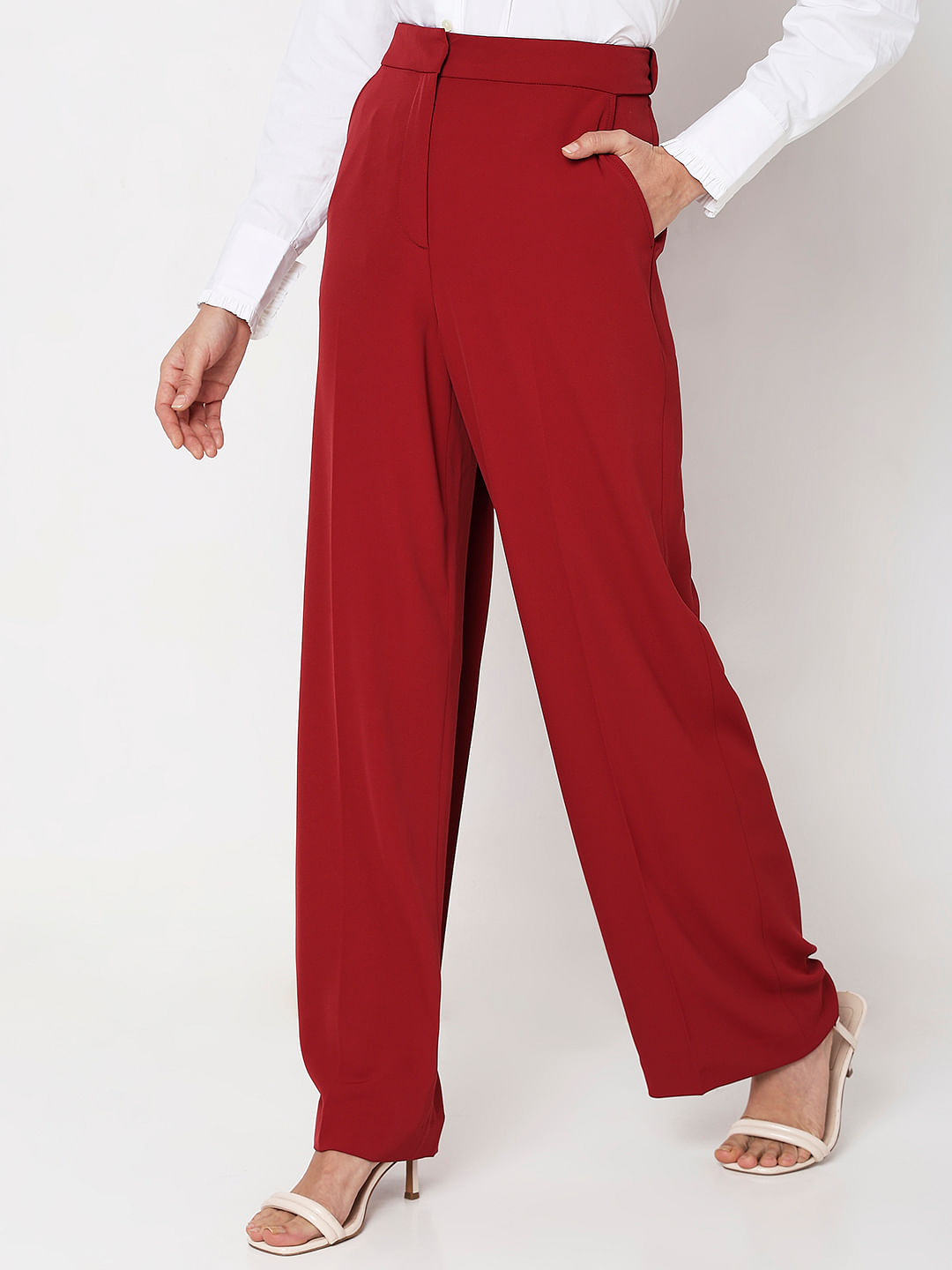 Red Trousers - Buy Red Trousers Online in India