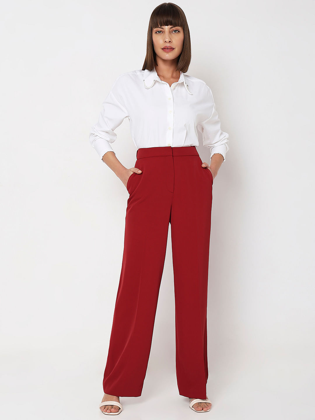 Buy Red Trousers & Pants for Women by Jaipur Kurti Online | Ajio.com