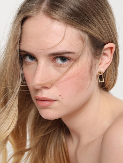 Golden Rectangular Drop Earrings