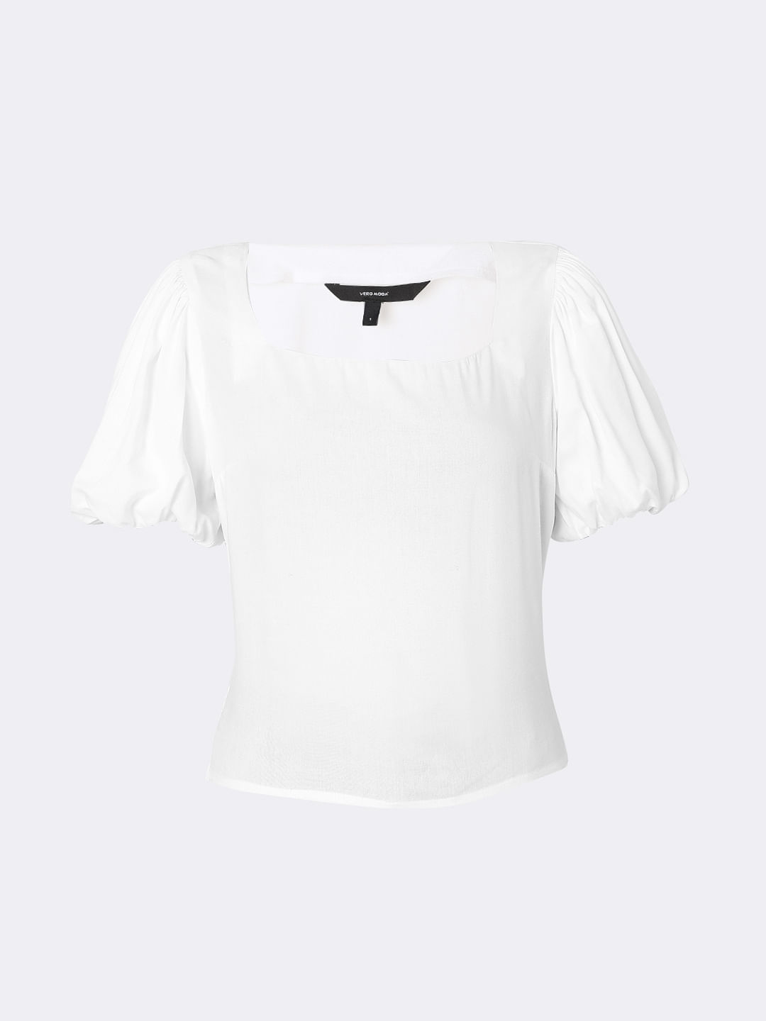 Black top with white best sale puff sleeves