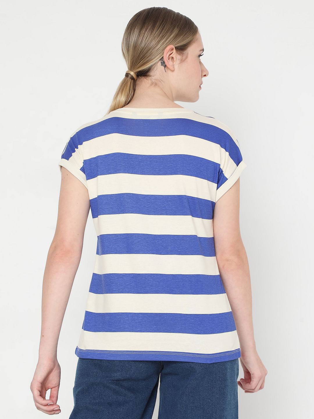 Blue striped t clearance shirt