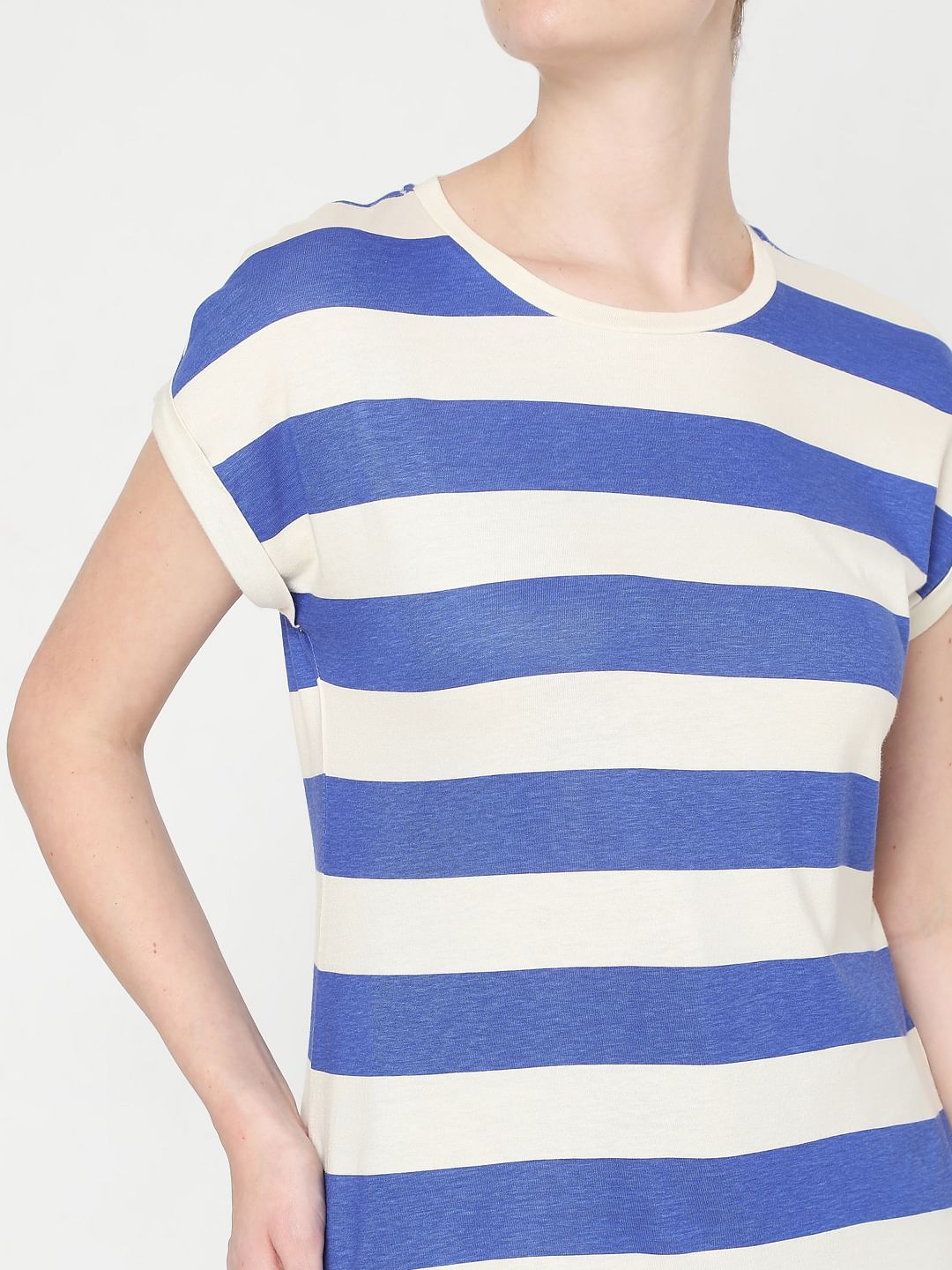 Blue and white striped t outlet shirt