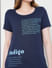 Blue Slogan Print T-shirt