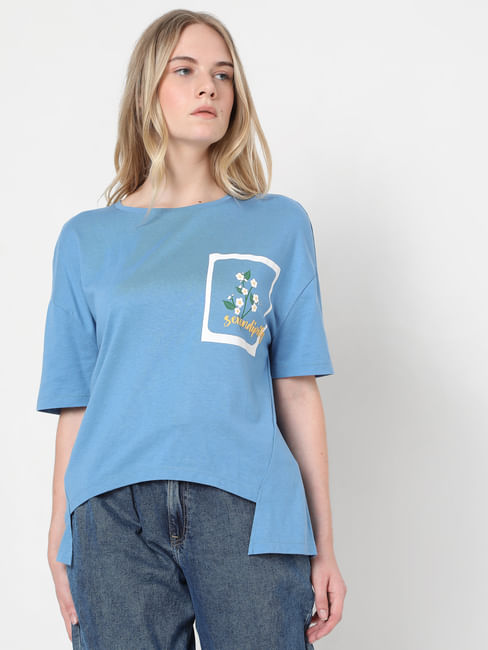 Blue Graphic Print T-shirt