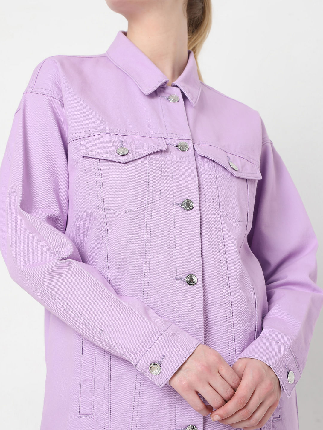 Lilac oversized sale denim jacket