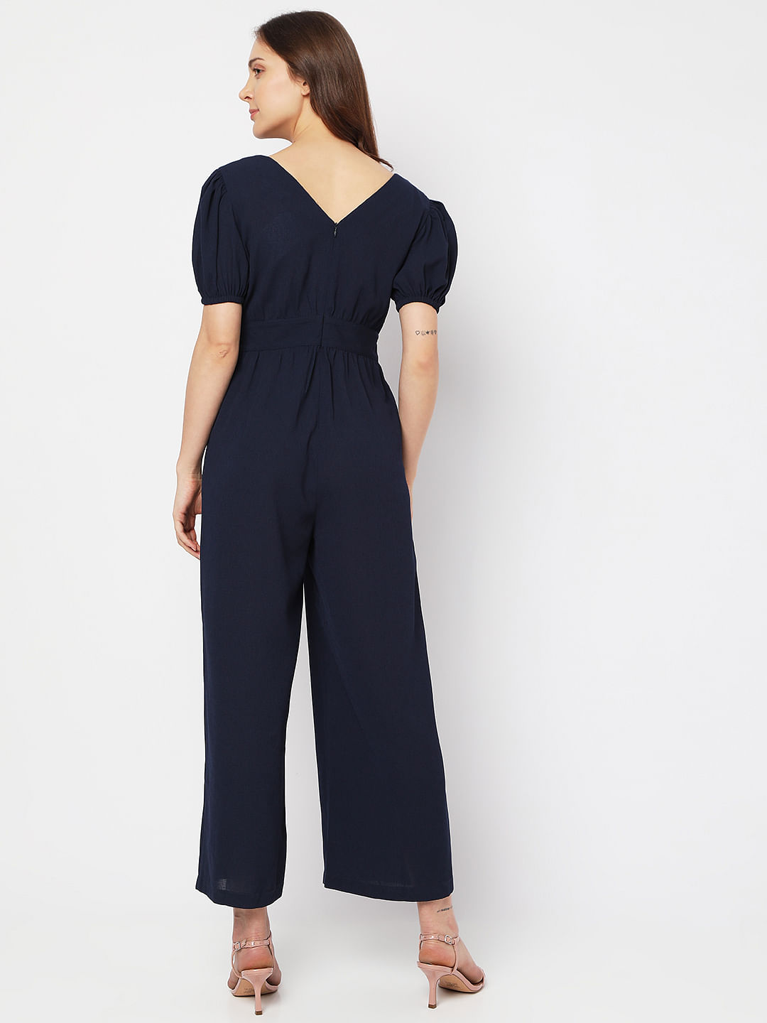 The Dry State Women Dark Blue Coloured Solid Jumpsuit