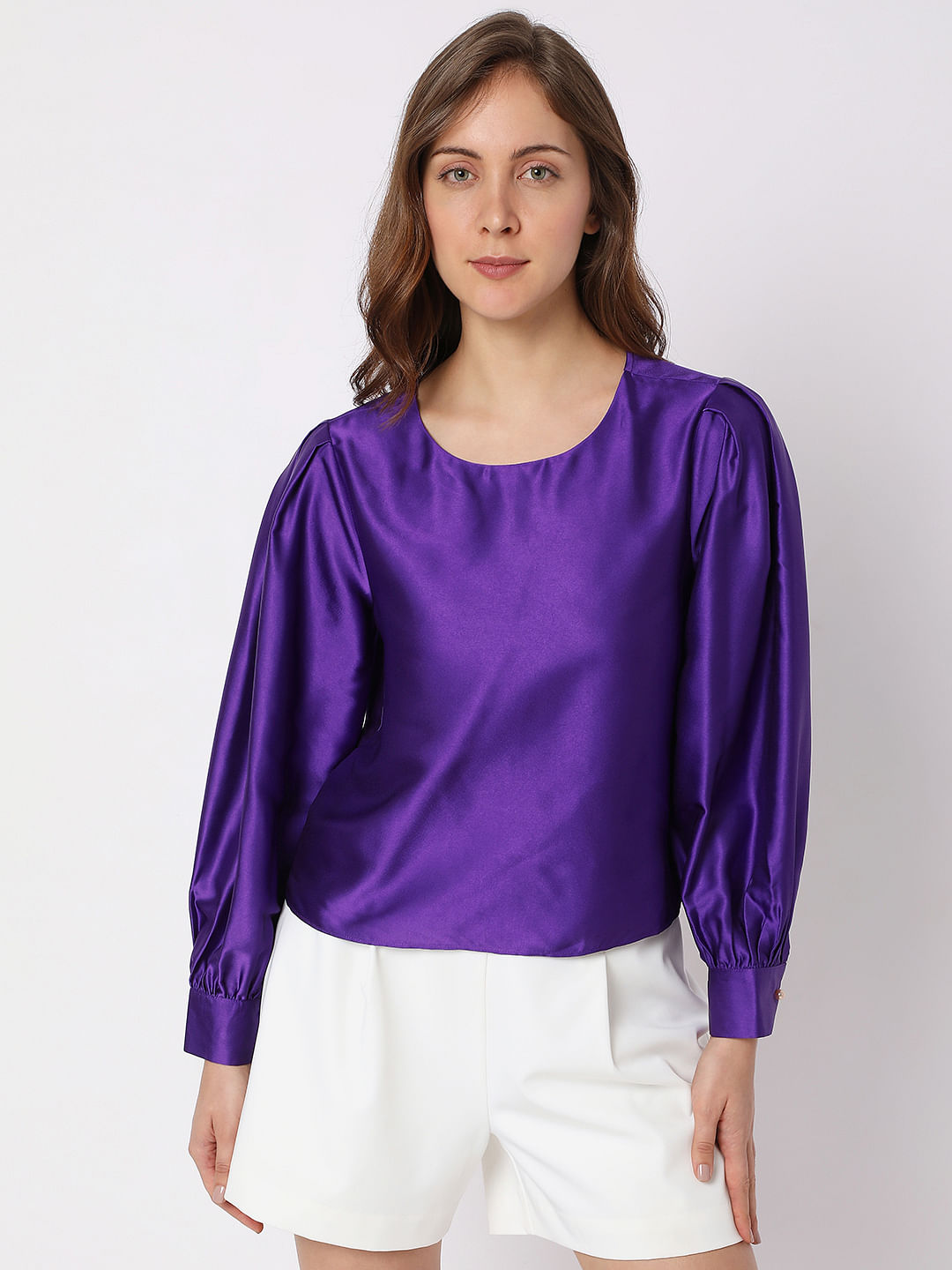 Purple store satin top