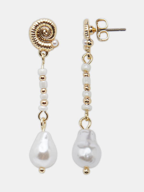 Golden Pearl Dangle Earrings