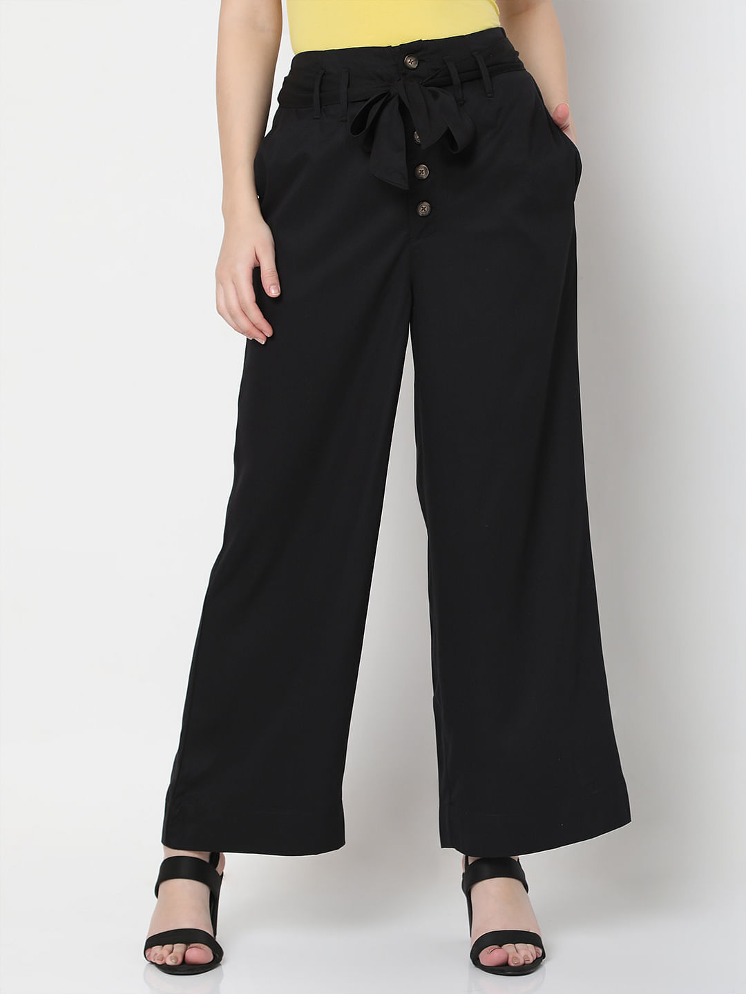 SHOWOFF Maroon Straight Fit High Rise Parallel Trousers