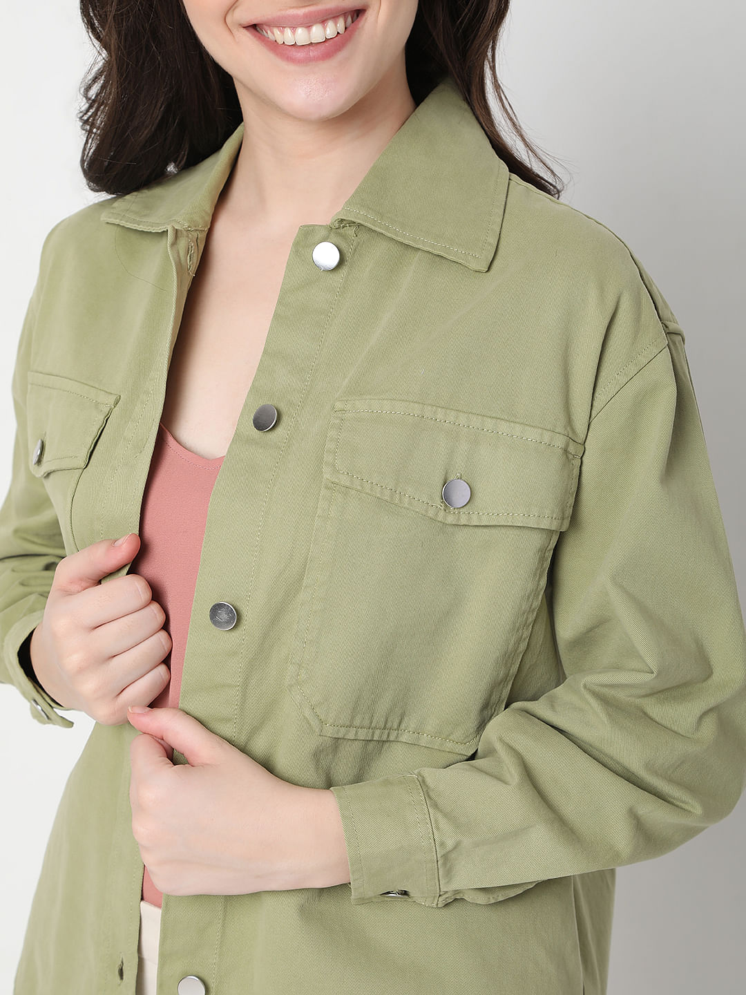 Buy Olive Green Jackets & Coats for Women by ONLY Online | Ajio.com