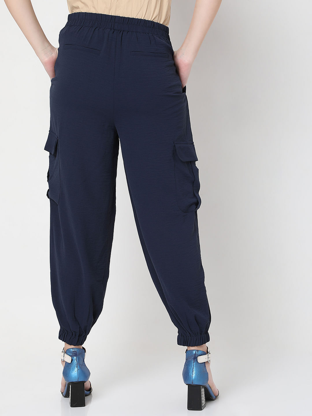 Buy Tokyo Talkies Navy Blue Solid Streetwear Parachute Cargo Pants for  Women Online at Rs704  Ketch