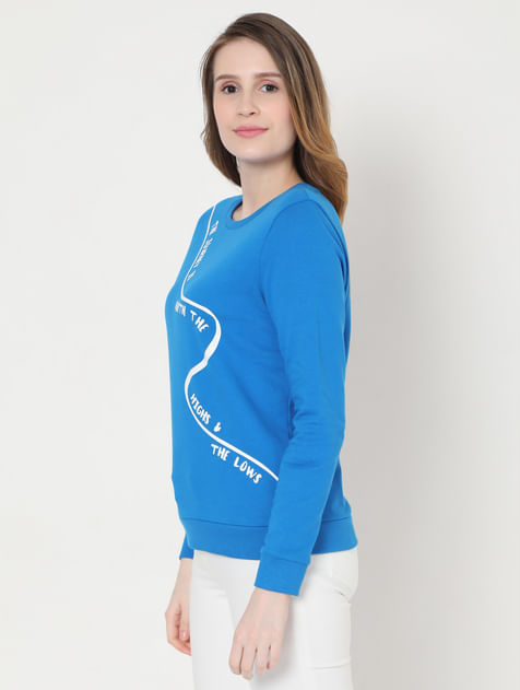 Blue Slogan Print Sweatshirt