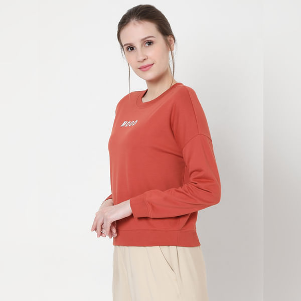 VERO MODA Orange Slogan Print Sweatshirt