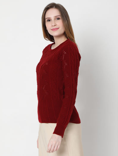 Red Self-Design Pullover