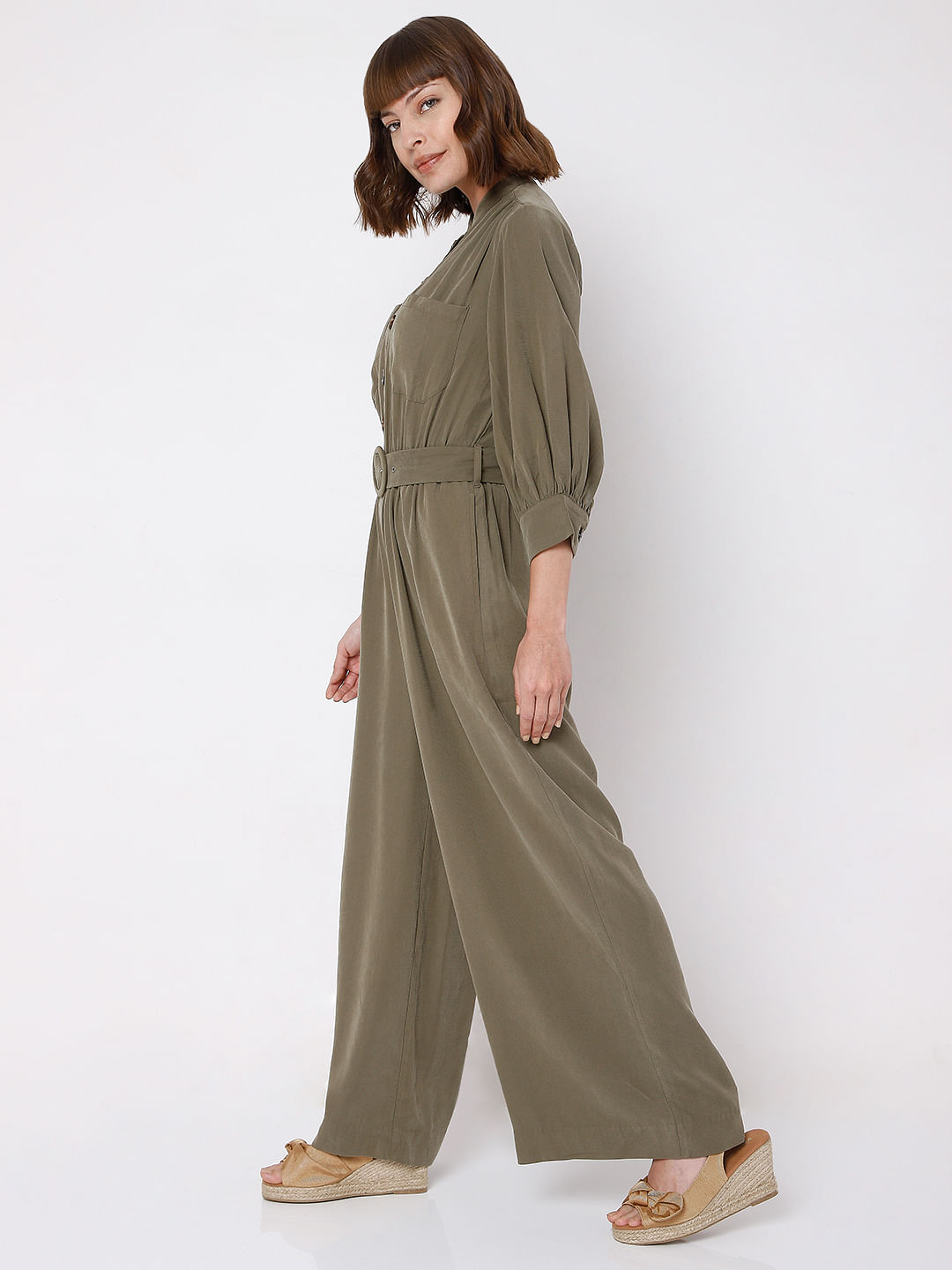 Green 2025 belted jumpsuit