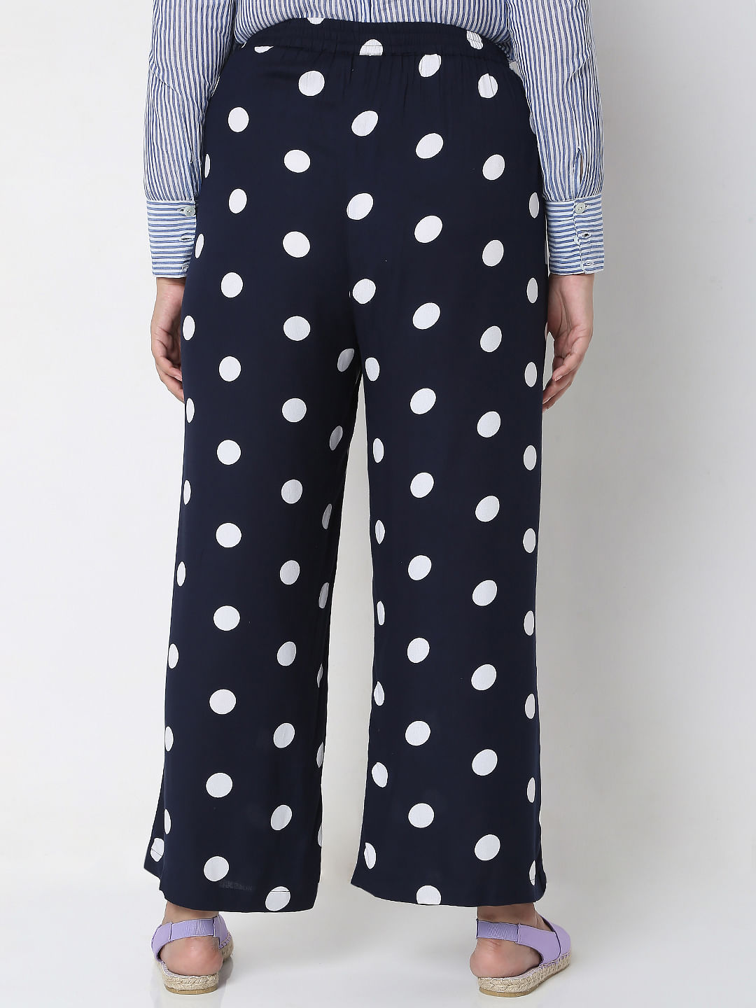 Brown Polka Dot Wide Leg Trousers  In The Style