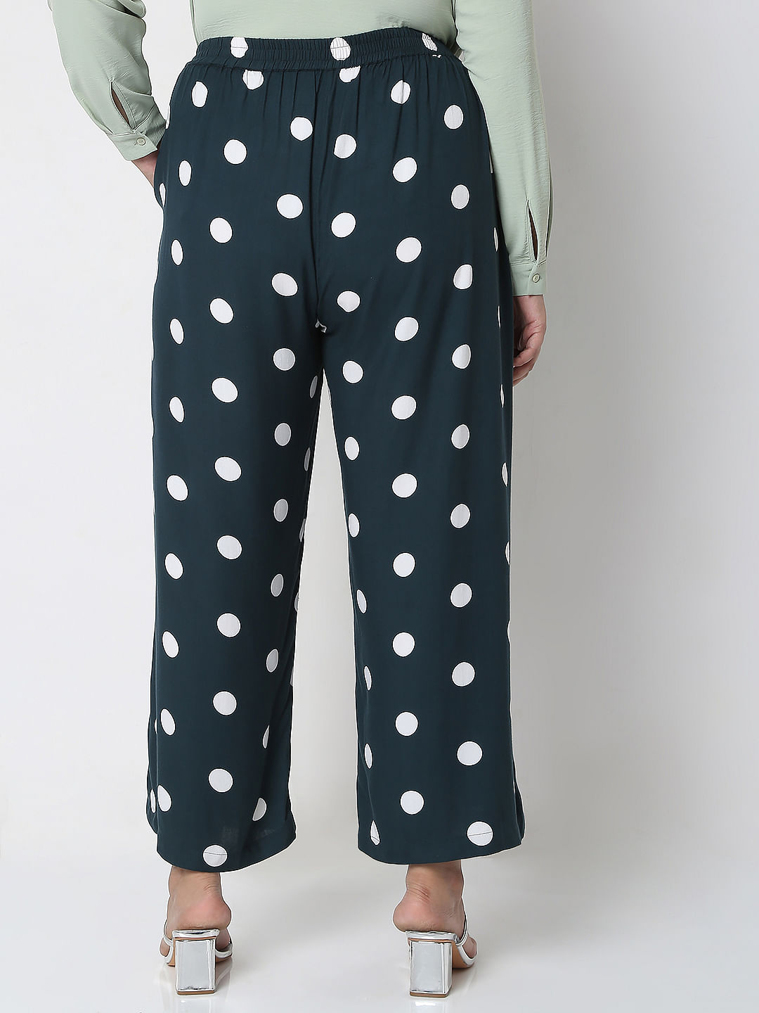 Orange Polka Dot High Waisted Wide Leg Trousers  In The Style