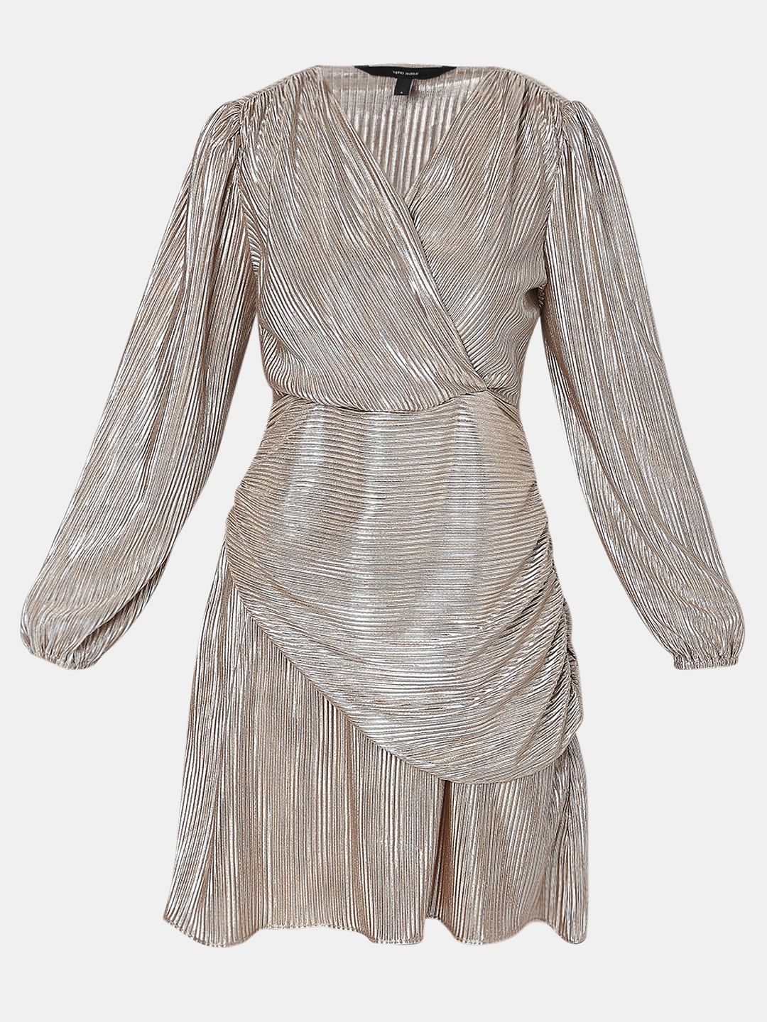 Metallic fit best sale and flare dress